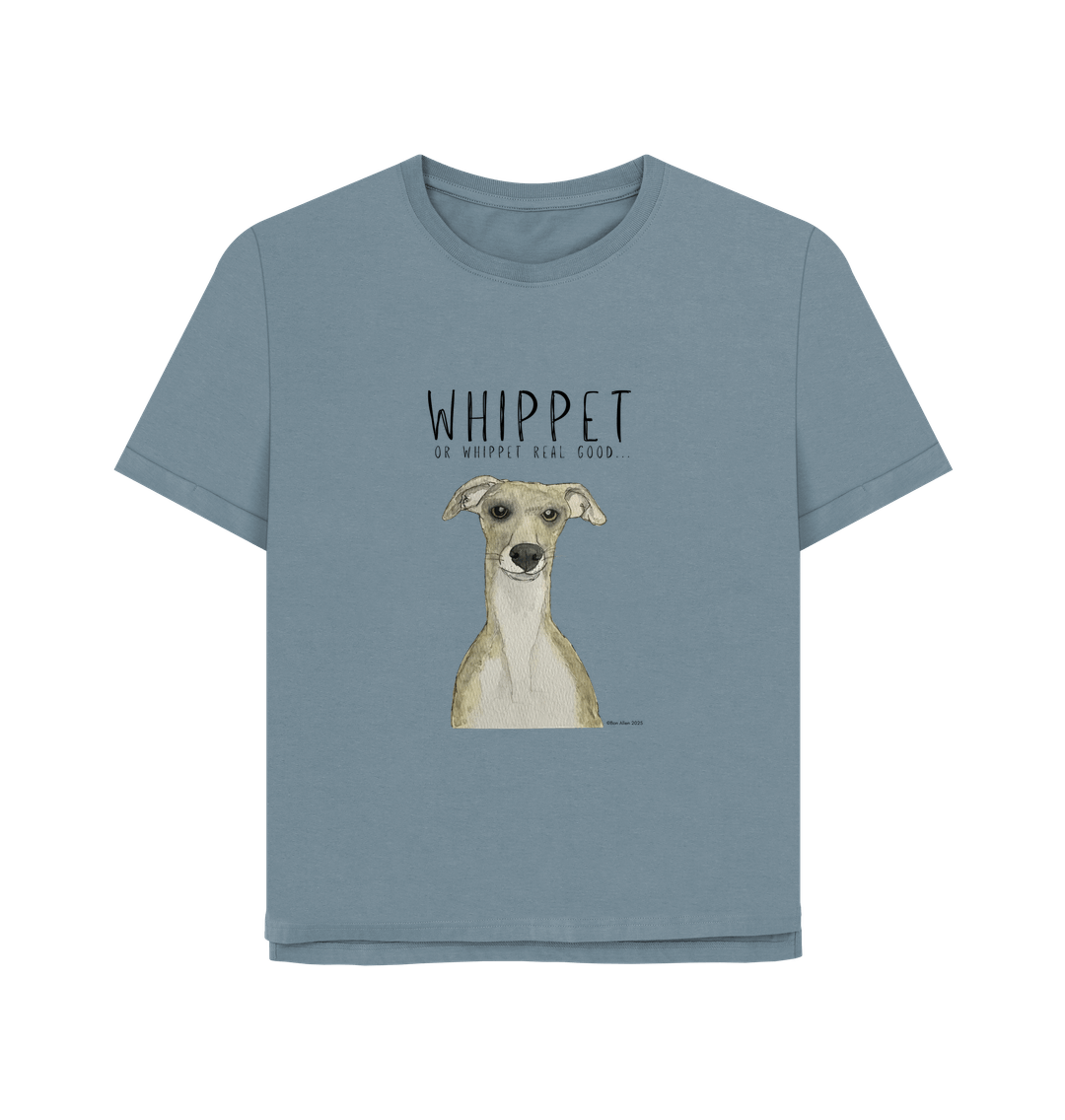 Whippet-Inspired Women’s Relaxed Fit T-Shirt: Ethical, Stylish & Zoomie-Approved!