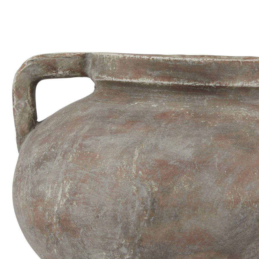 Siena Brown Pelike Pot, handcrafted ceramic vase with distressed finish and double handles in rich terracotta tones by Sostter at brixbailey.com