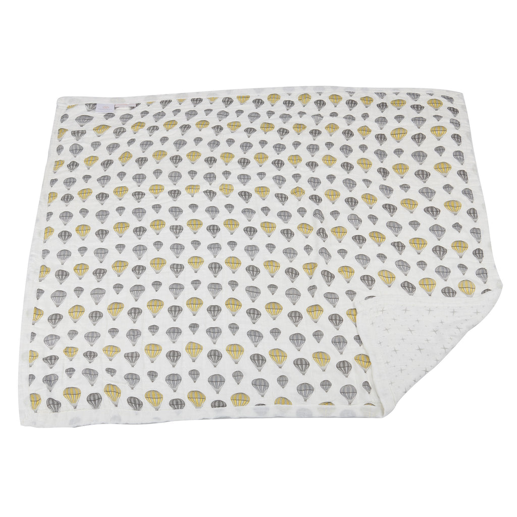 Hot Air Balloon and Northern Star Bamboo Muslin Blanket