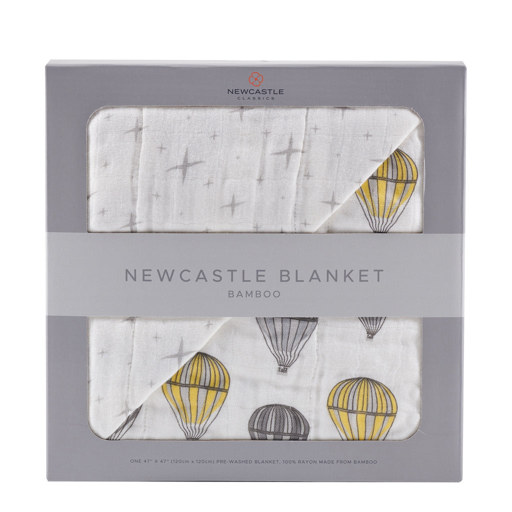 Hot Air Balloon and Northern Star Bamboo Muslin Blanket