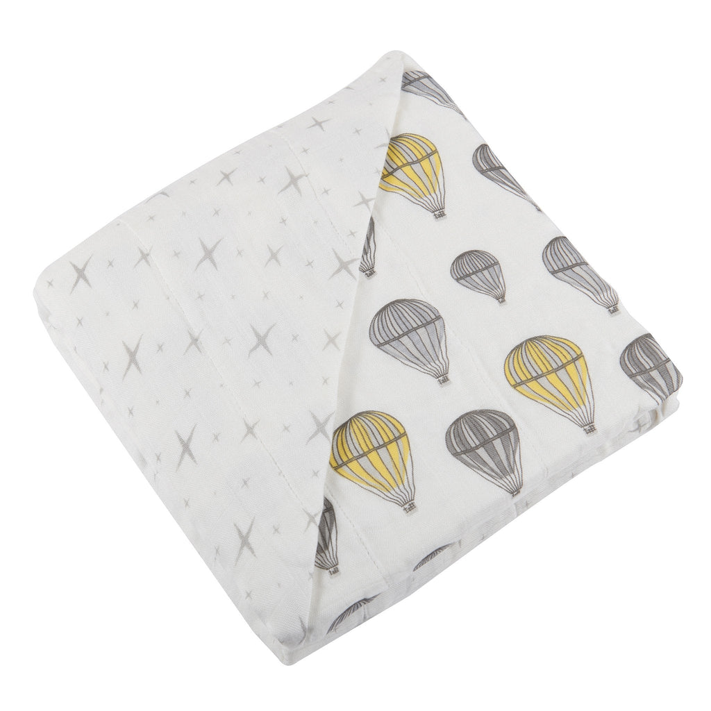 Hot Air Balloon and Northern Star Bamboo Muslin Blanket