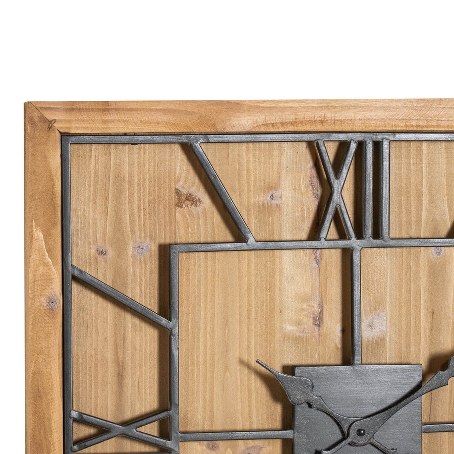 Williston Square wooden wall clock with grey roman numerals on rich brown frame, 60cm modern home decor by Sostter at brixbailey.com