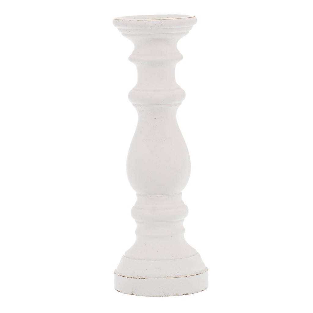 Matte white ceramic column decor, minimalist architectural design, 38cm height, handcrafted statement piece by Sostter at brixbailey.com