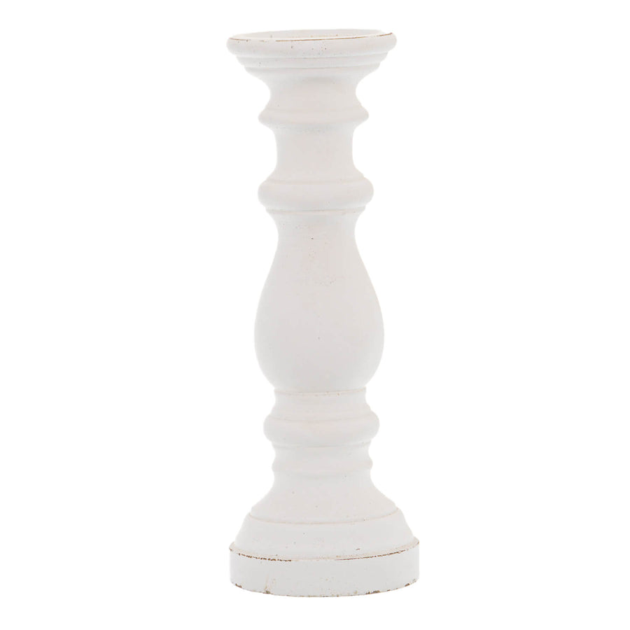 Matte white ceramic column decor, minimalist architectural design, 38cm height, handcrafted statement piece by Sostter at brixbailey.com