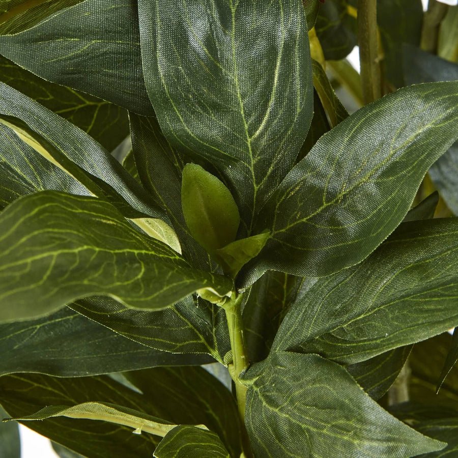 Large white faux peony plant with green stems, lifelike petals, and natural foliage for home decor by Sostter at brixbailey.com