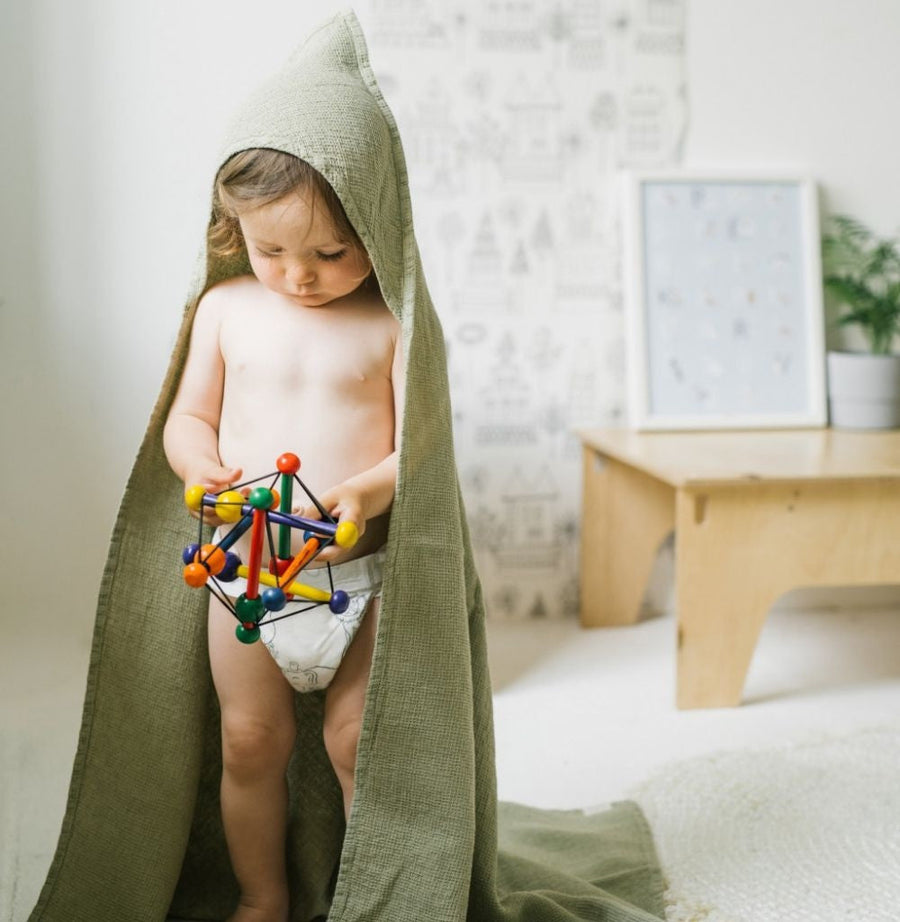 Hypoallergenic Kids Linen Hooded Towel – Handmade & Soft by Linen Tales at www.brixbailey.com