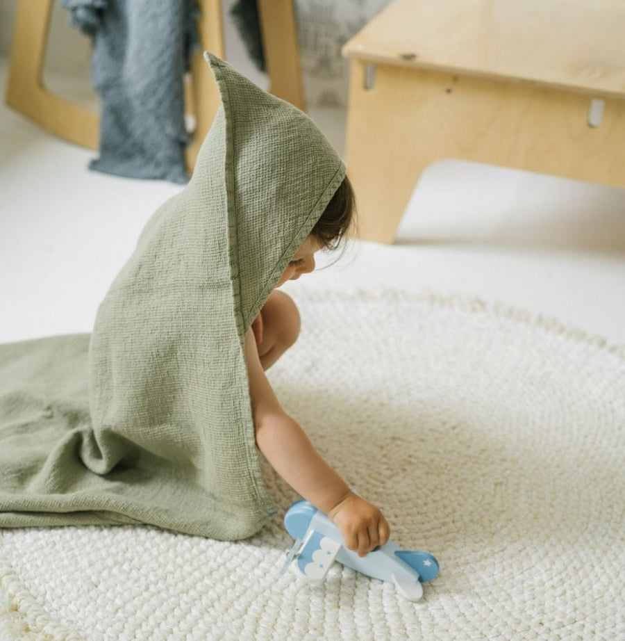 Kids Hooded Towel – Soft Linen, Hypoallergenic & Handmade by Linen Tales at www.brixbailey.com