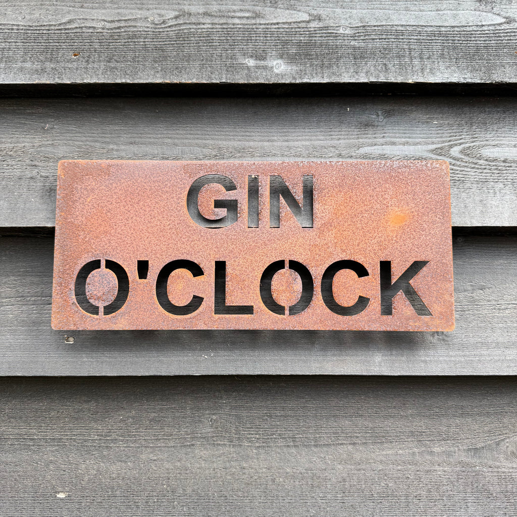 Rustic Metal GIN O’CLOCK Sign