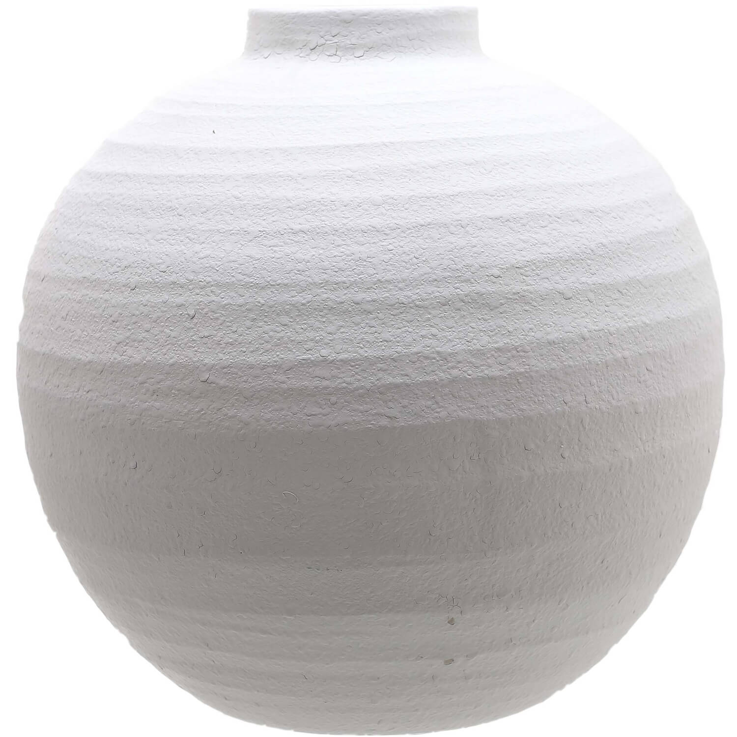 Handmade matte white ceramic vase with linear textures, modern minimalist design for floral arrangements, 36cm height. by Sostter at brixbailey.com
