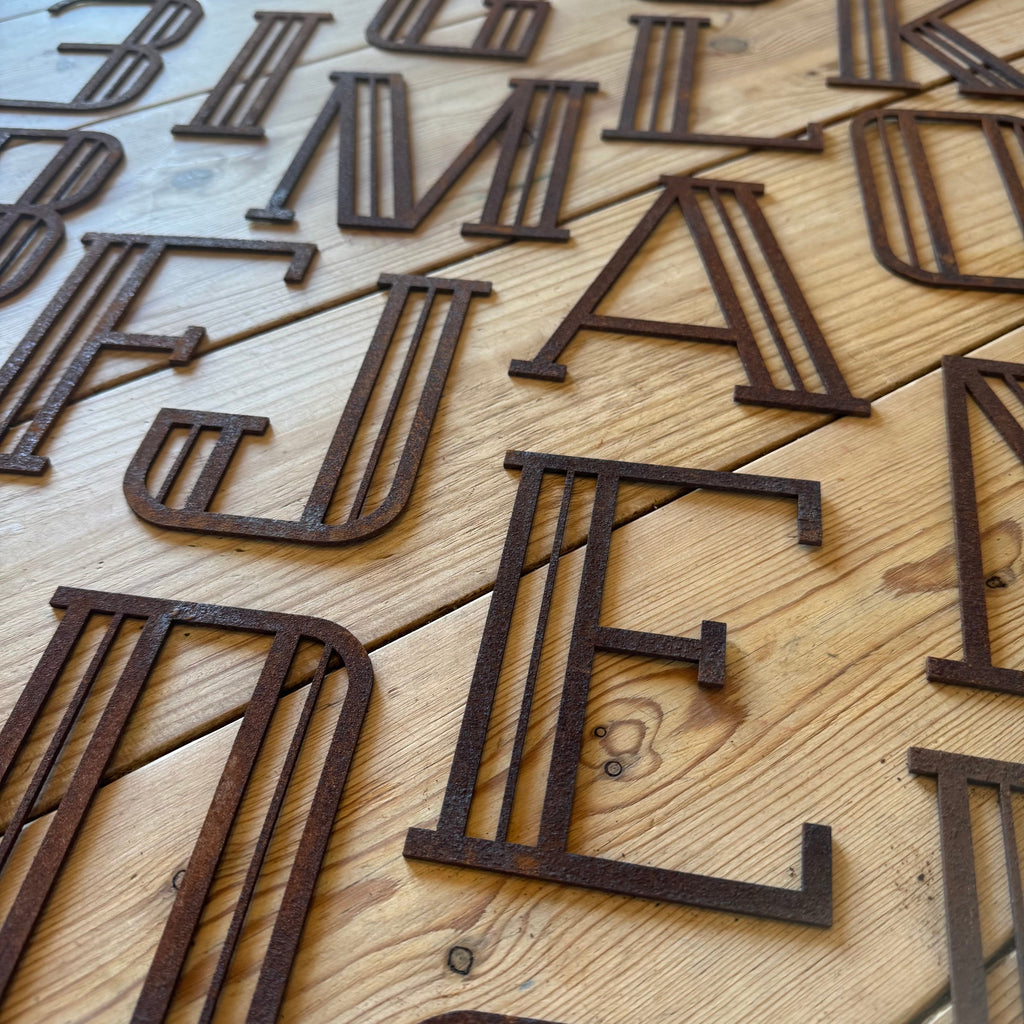 Rusty Metal 5" or 12" Art Deco Lettering A-Z 0-9