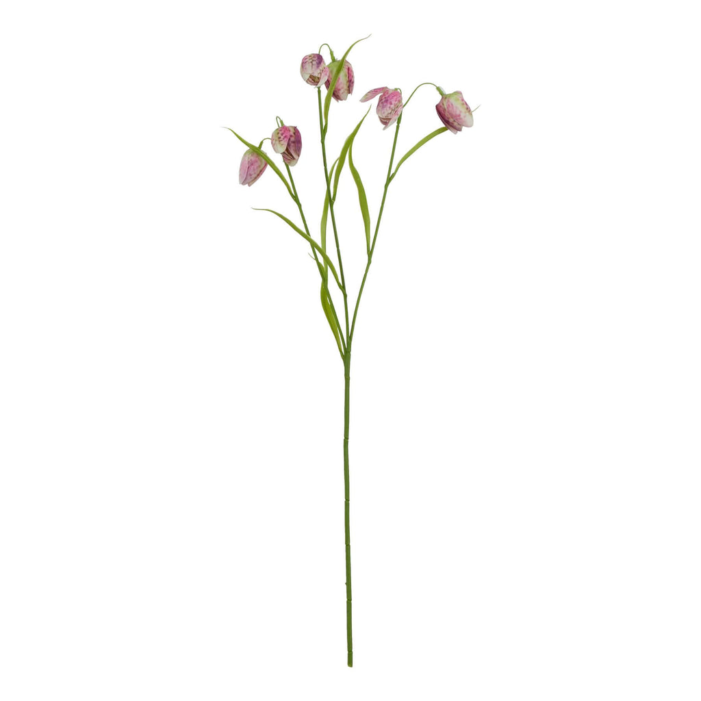 Lifelike purple Fritillaria artificial stem, 58cm tall with bell-shaped blooms and textured foliage for home decor by Sostter at brixbailey.com