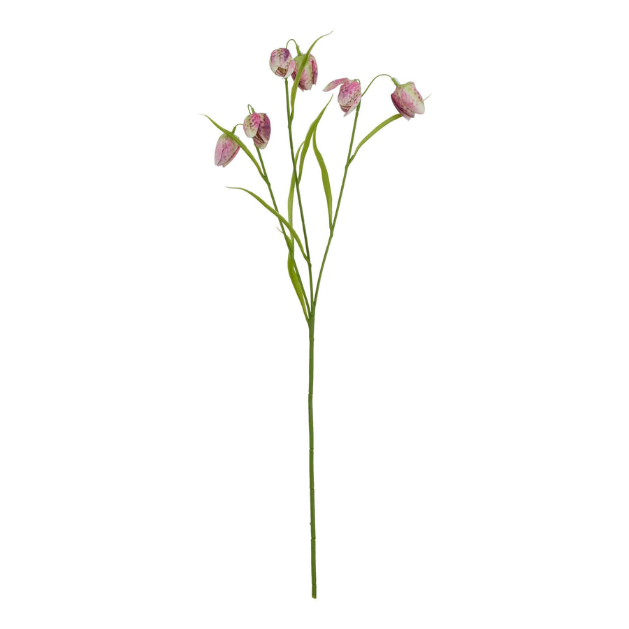 Lifelike purple Fritillaria artificial stem, 58cm tall with bell-shaped blooms and textured foliage for home decor by Sostter at brixbailey.com