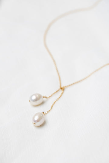 Dual Pearl Necklace – Elegant & Adjustable in Silver or Gold by New Vintage by Kriss at brixbailey.com