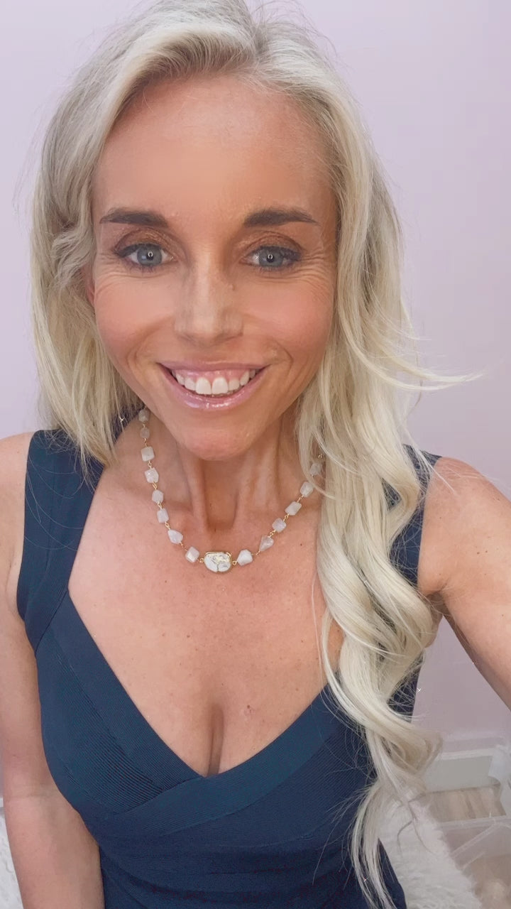 Hana Wrap Bracelet/Necklace in White Mojave Copper Turquoise - Chunky Stone