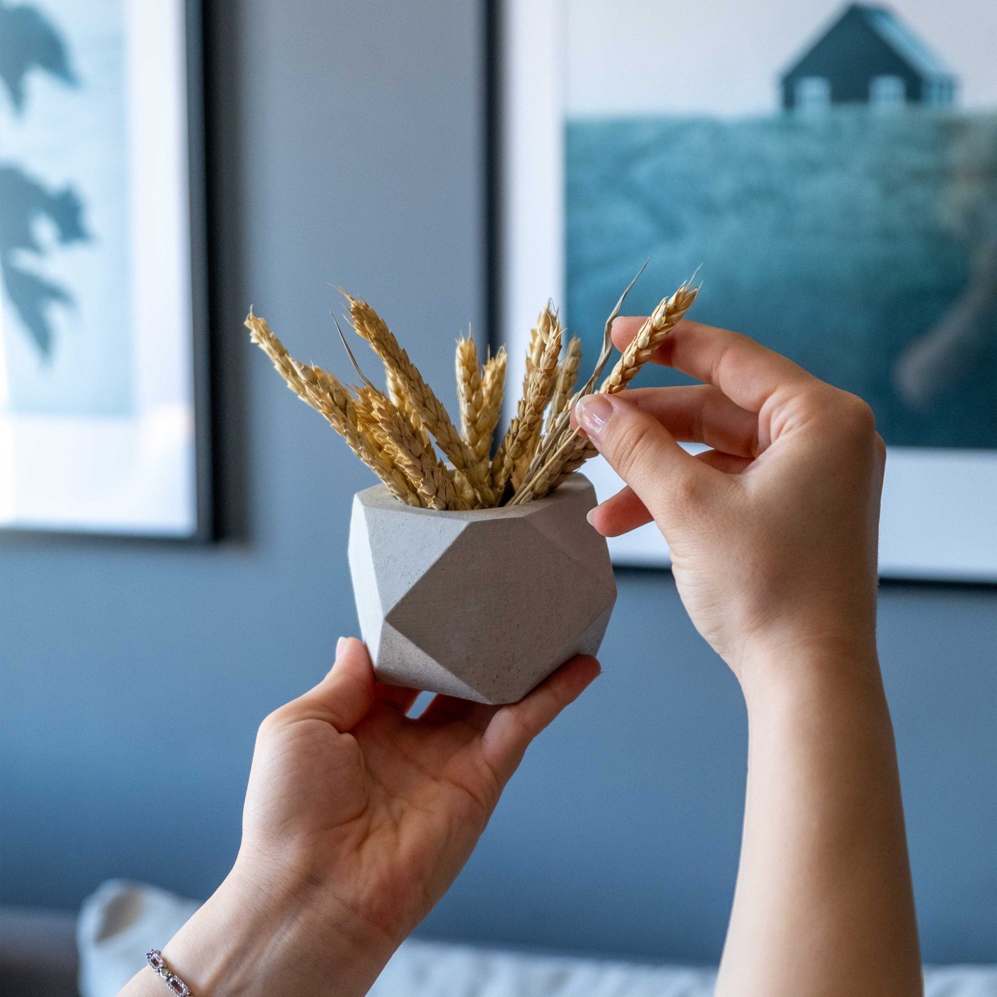 Concrete Polygonal Pot White Geometric Planter