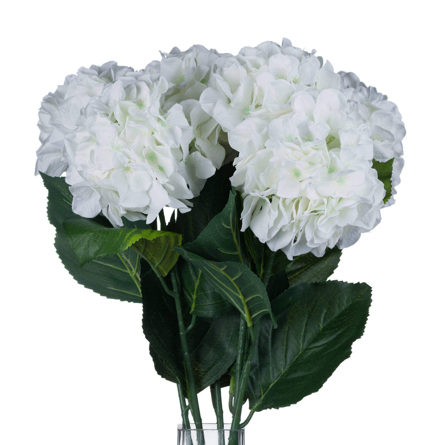 White artificial Schneeball hydrangea stem with hyper-realistic petals, 71cm tall, perfect for vases and centerpieces. by Sostter at brixbailey.com