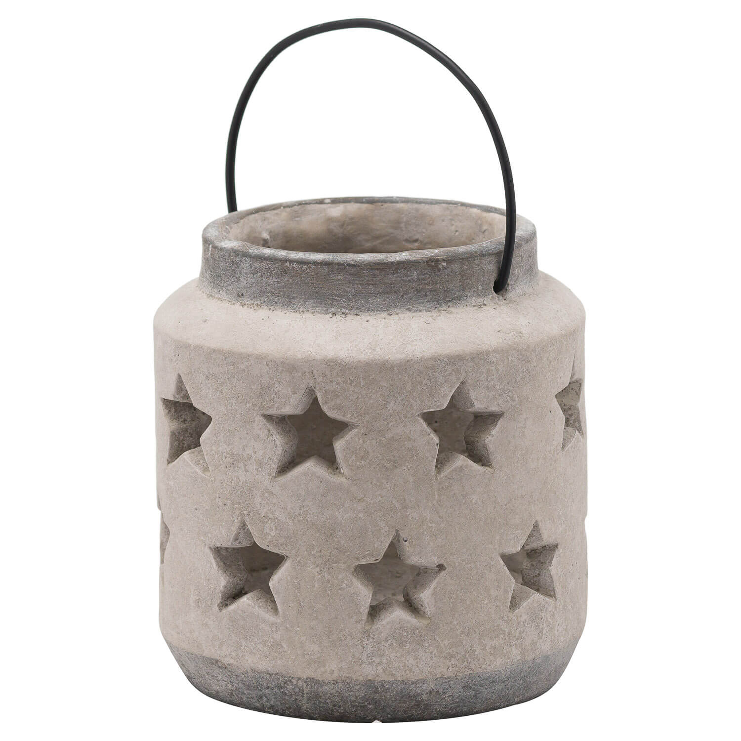 Handcrafted ceramic star lantern vase with natural stone finish, organic texture, and warm neutral tone. by Sostter at brixbailey.com