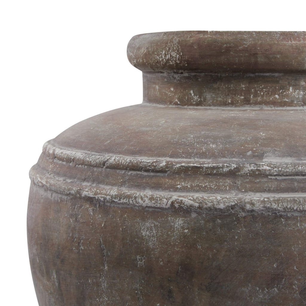 Large brown ceramic water pot with textured surface, wide mouth, and Mediterranean design, 39 cm tallby Sostter at brixbailey.com