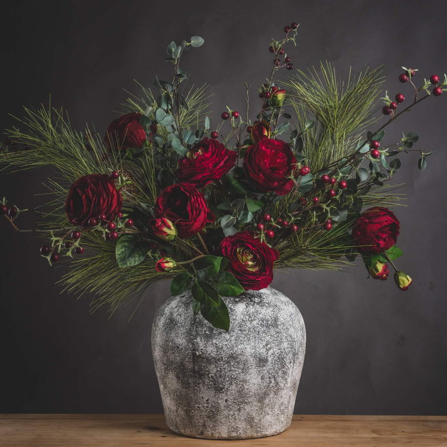 Aged stone ceramic vase, 30cm tall with natural texture, perfect for modern or traditional home decor. by Sostter at brixbailey.com