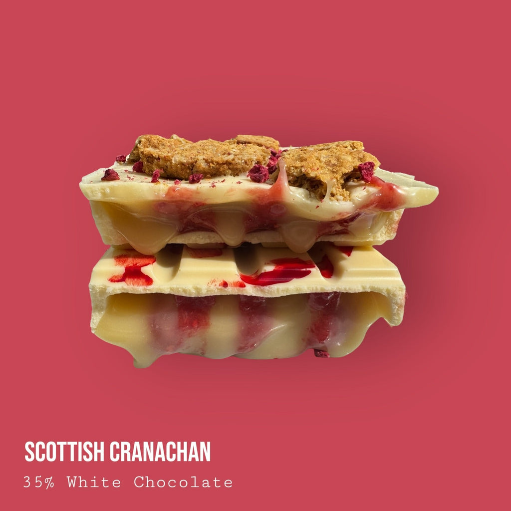 Raspberry and Single Malt Whisky Honey Cream Dessert Bar with Oat Biscuit and White Chocolate