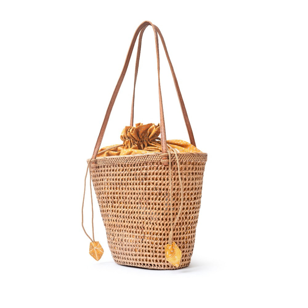 Handwoven Rattan Mesh Tote Shopper Bag