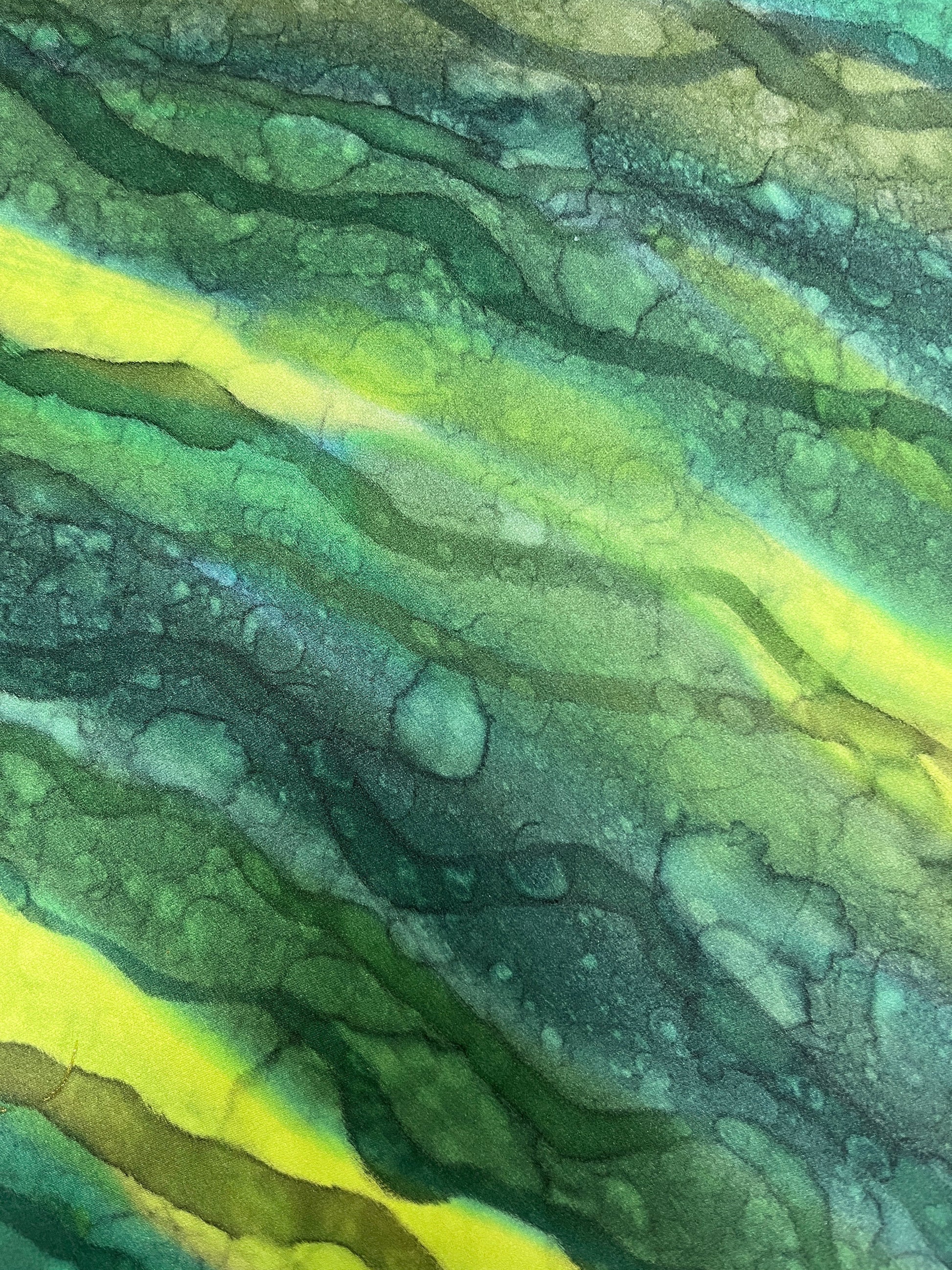 “Flow Abstract- Kelp Forest" - Hand-dyed Silk Scarf - $110