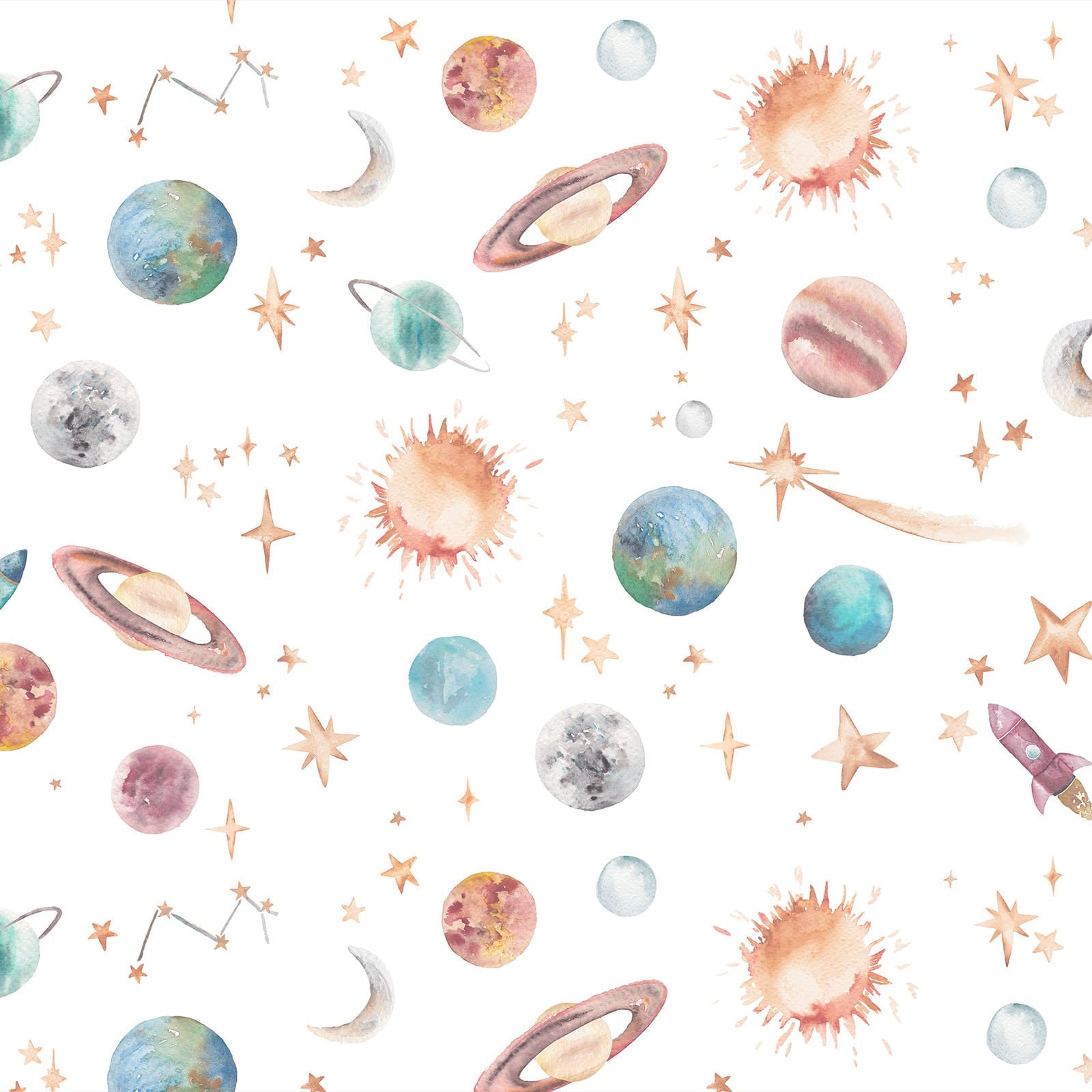Planets Galaxy & Outer Space Children's Wallpaper