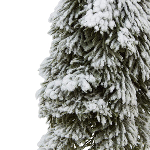 Handcrafted frosted cedar tree with snow-dusted branches and natural wood base, perfect for holiday decor. by sostter at brixbailey.com
