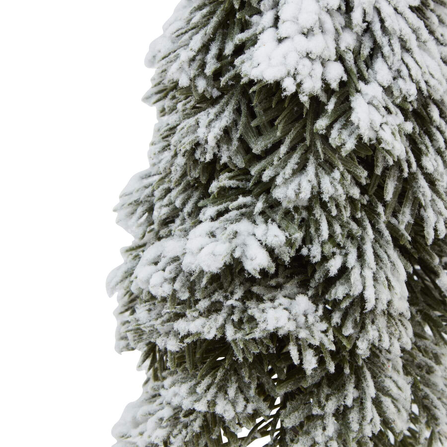 Handcrafted frosted cedar tree with snow-dusted branches and natural wood base, perfect for holiday decor. by Sostter at brixbailey.com