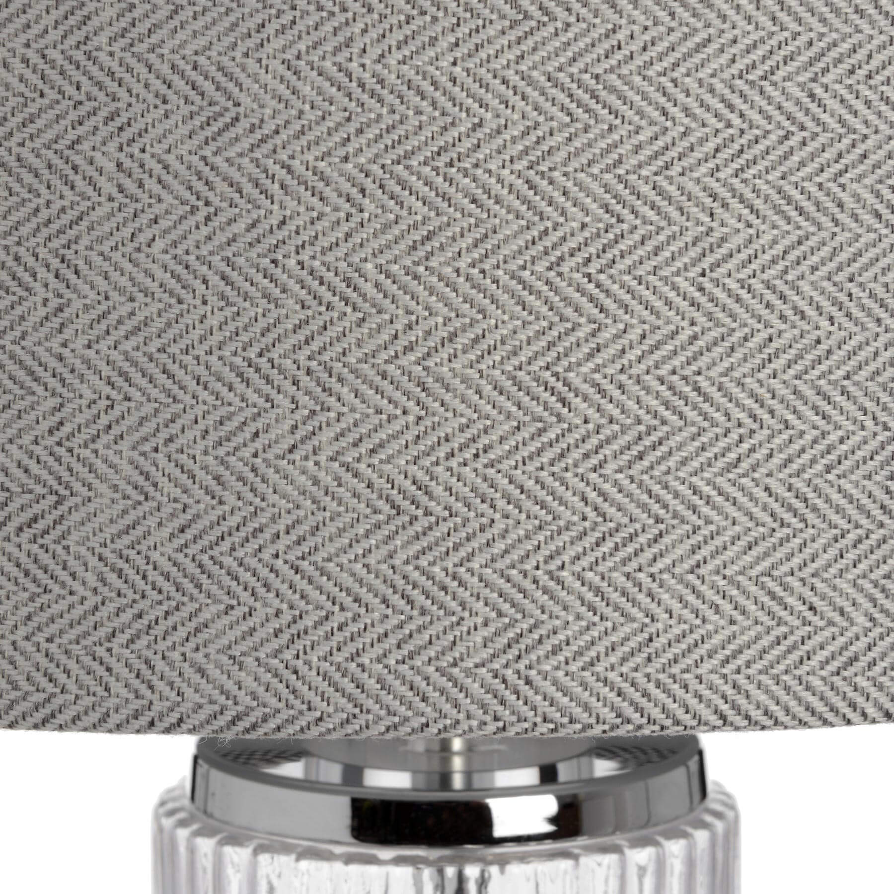 Silver Roma glass table lamp with chrome base, 81cm tall, elegant ambient lighting for modern or traditional decor. by Sostter at brixbailey.com