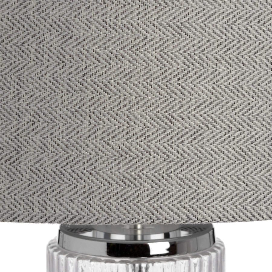 Silver Roma glass table lamp with chrome base, 81cm tall, elegant ambient lighting for modern or traditional decor. by Hill Interiors at brixbailey.com