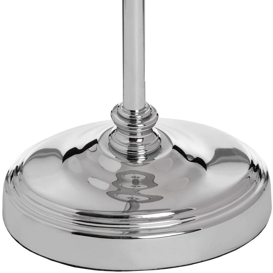 Handcrafted silver glass table lamp with chrome accents and grey herringbone shade for modern or traditional interiors by Hill Interiors at brixbailey.com