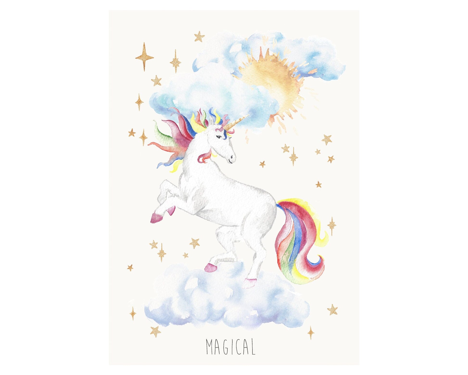 Personalised Watercolour Unicorn Print