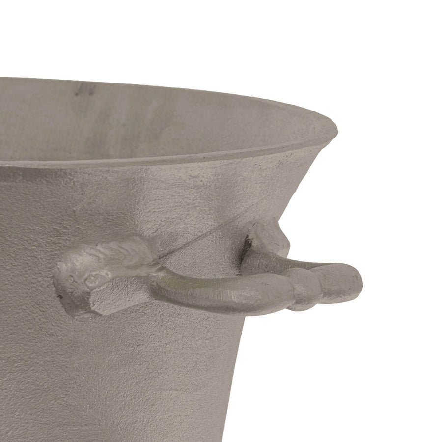 Handcrafted antique pewter champagne cooler with silver finish, keeps bottles chilled, elegant table centerpiece  by Sostter at brixbailey.com