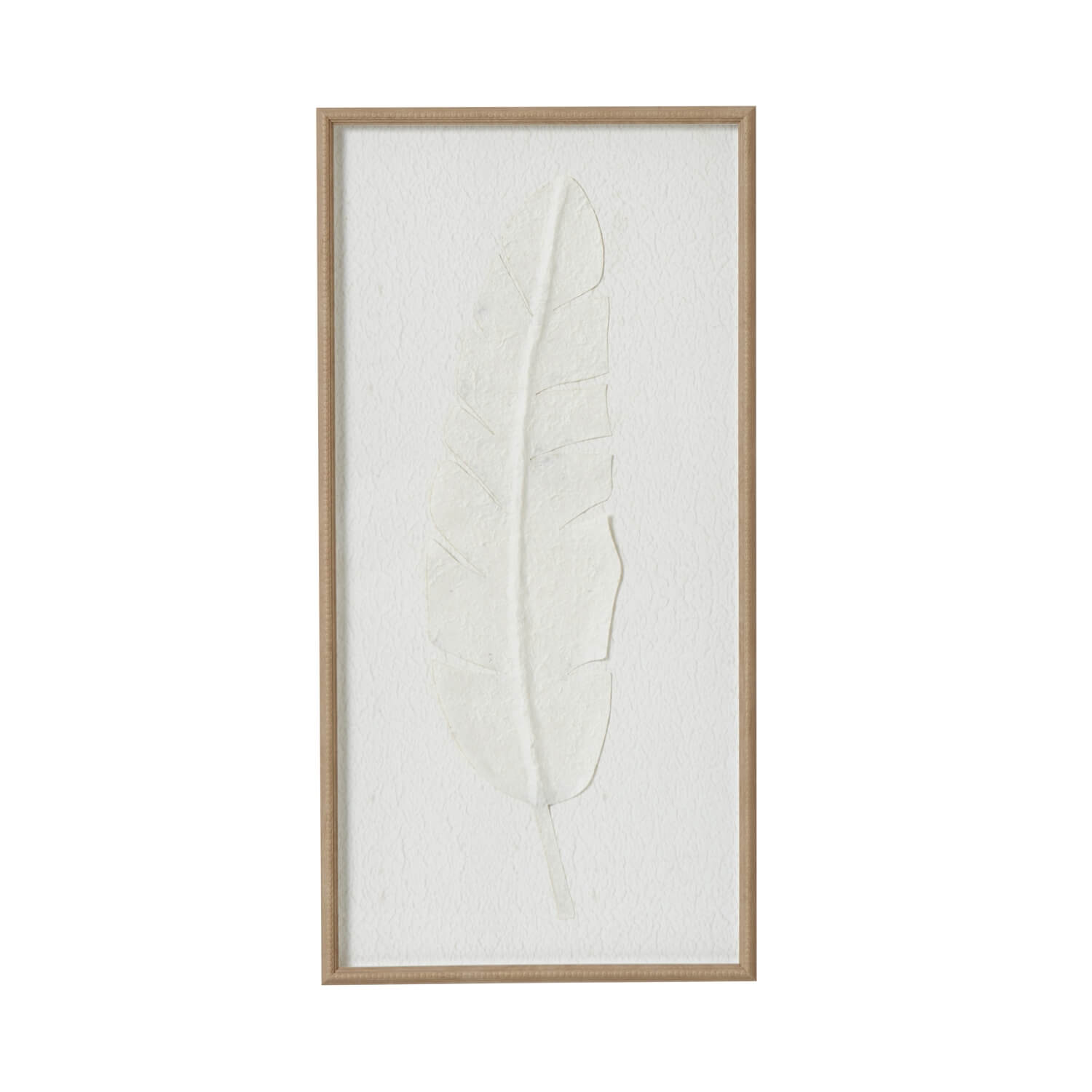 Minimalist white feather artwork in beaded frame, modern home decor for Scandinavian or coastal interiors by Sostter at brixbailey.com