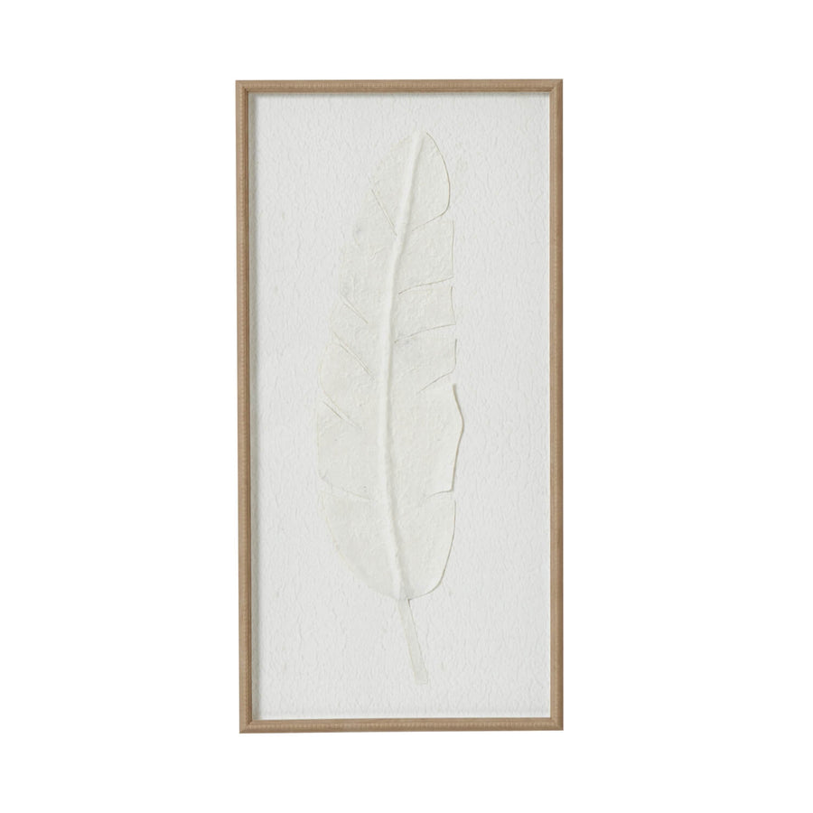 Minimalist white feather artwork in beaded frame, modern home decor for Scandinavian or coastal interiors by Sostter at brixbailey.com