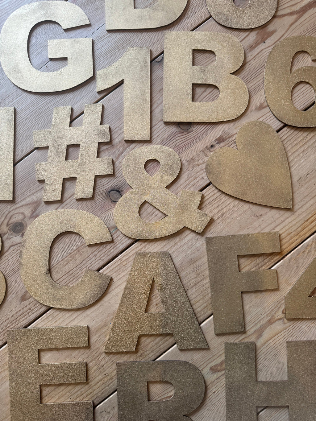 12" and 5" Gold Fat Font Metal Letters.