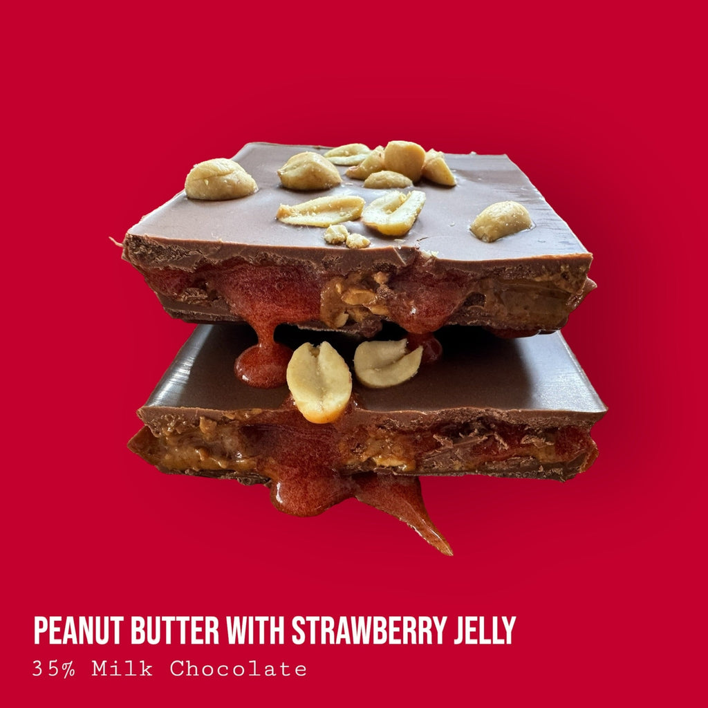 Crunchy Peanut Butter with Strawberry Jelly Topped with Salted Peanuts in Milk Chocolate 230g