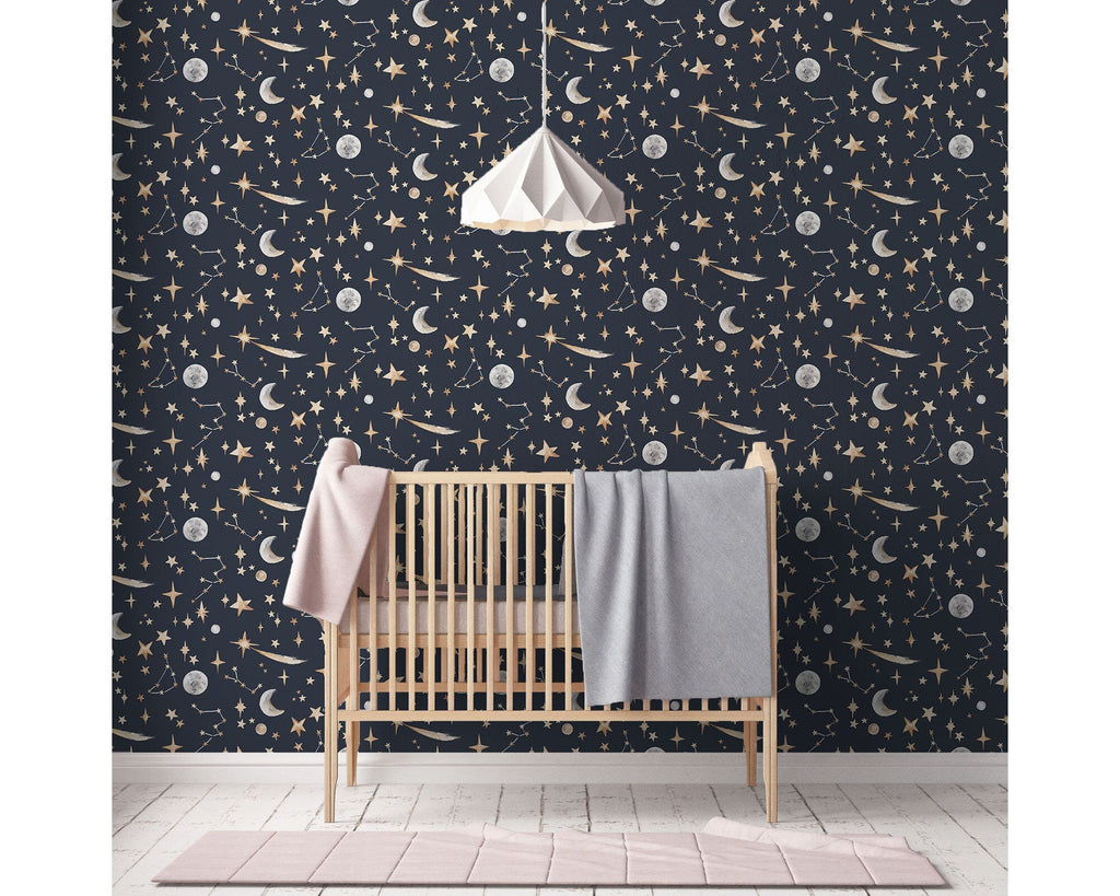 "Hand-Painted Stars Wallpaper for Kids – 4 Dreamy Colours