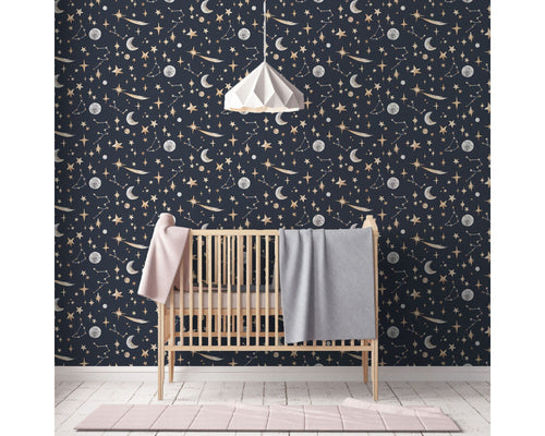 "Hand-Painted Stars Wallpaper for Kids – 4 Dreamy Colours