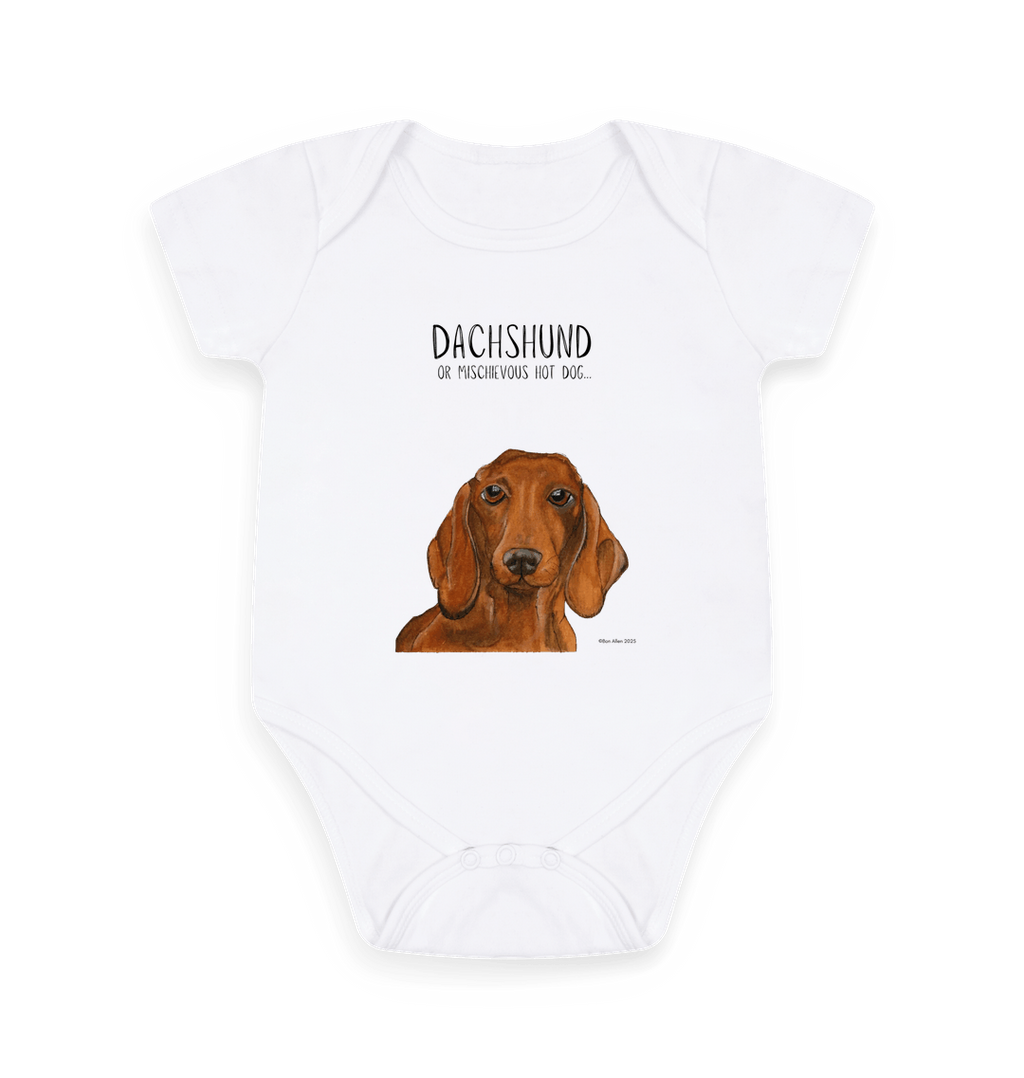 Mischievous Hot Dog Baby Bodysuit – Too Cute to Handle! Red Dachshund