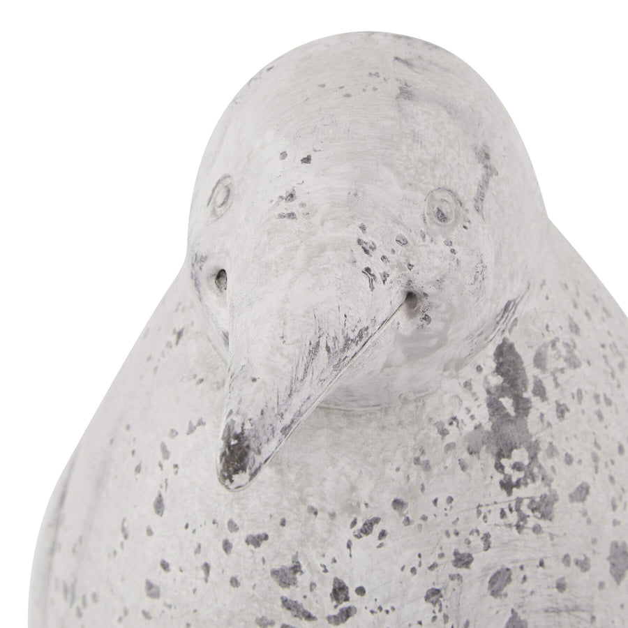 Grey stone-effect ceramic penguin statue, lifelike wildlife decor sculpture, 26cm height, neutral elegant home accent by Sostter at brixbailey.com