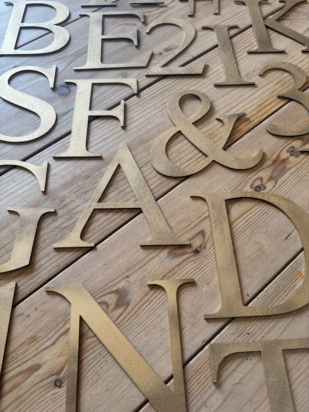 Distressed Gold 5" or 12" Classic Metal Letters, A-Z, 0-9