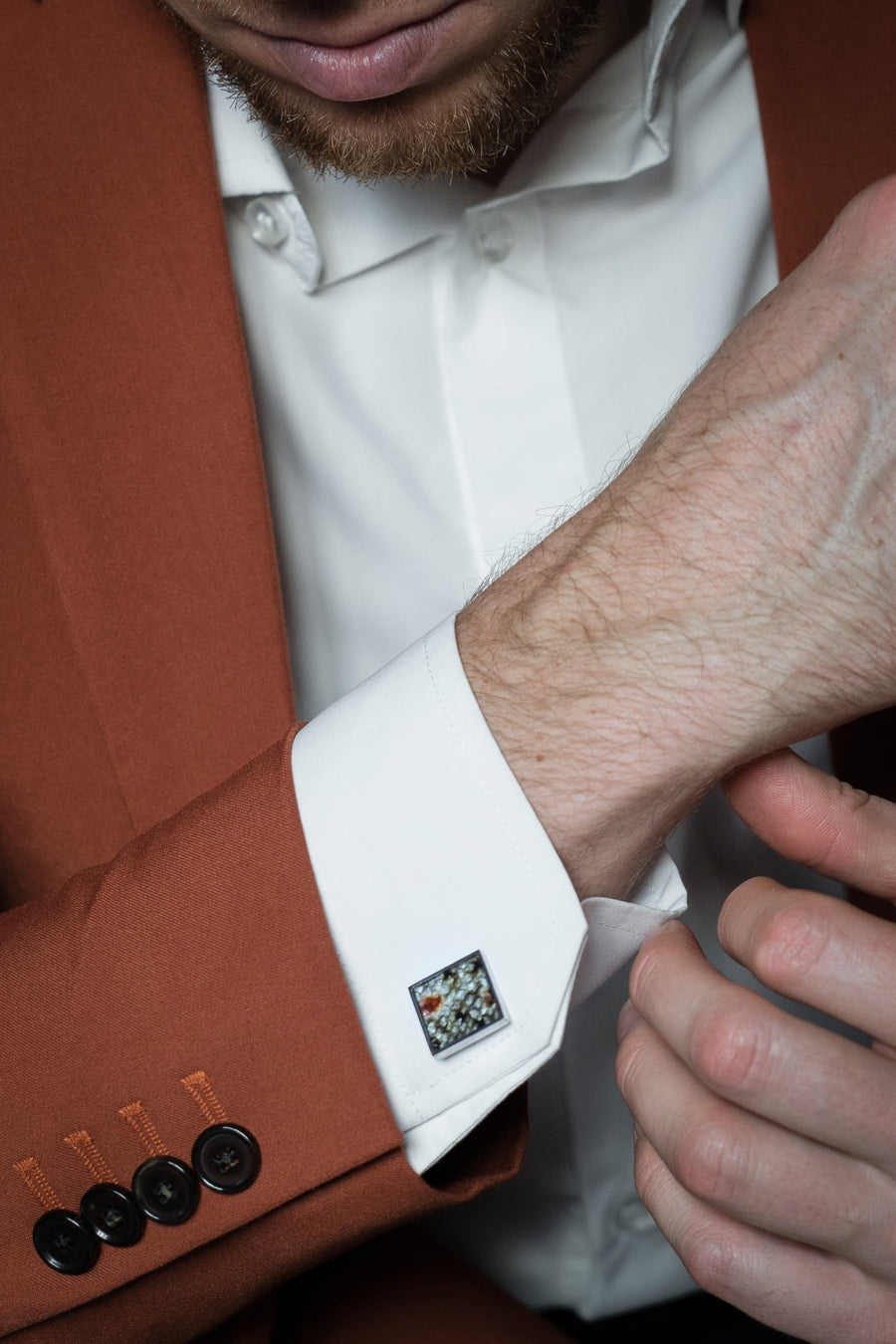 Handcrafted Trout Leather Cufflinks – Unique & Sustainable by Eherüs at www.brixbailey.com