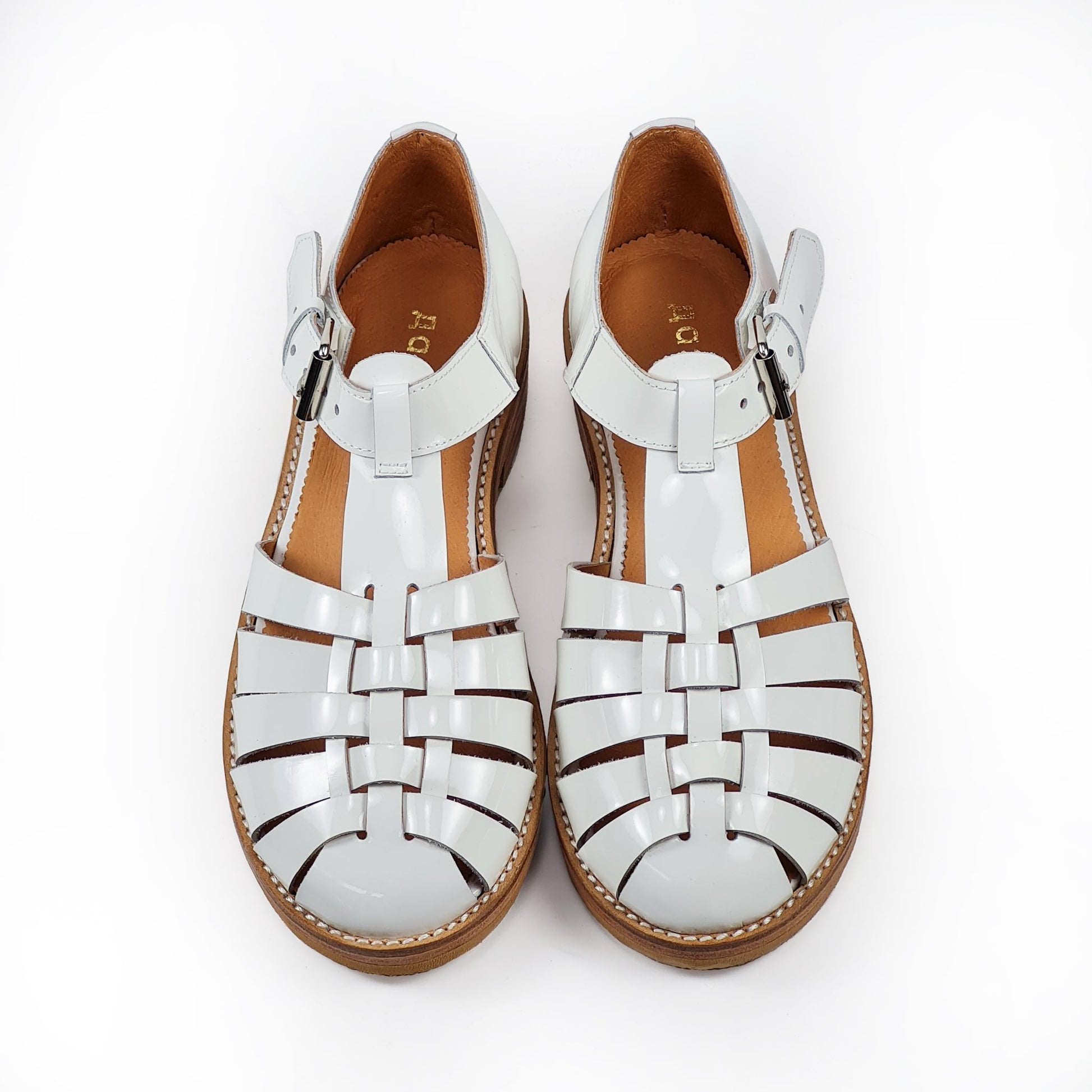 Handmade Leather Fisherman Sandals White 35
