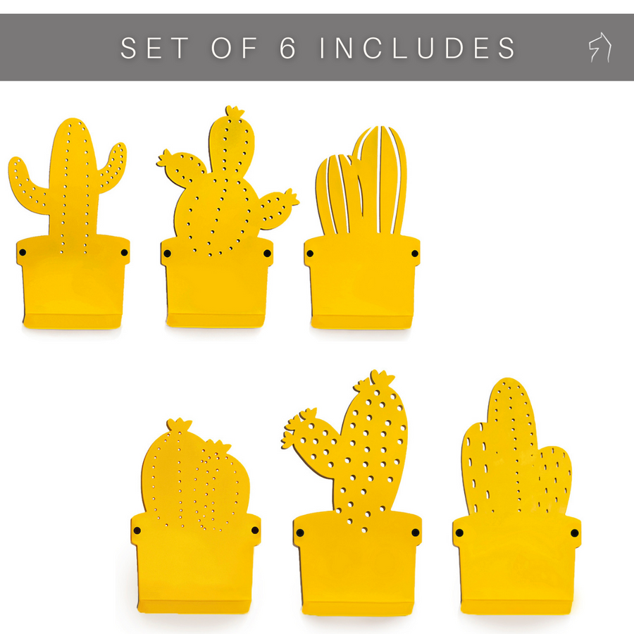 Desert Dreams Metal Cactus Hangers – Colorful & Kid-Friendly Decor by Ewart Woods at www.brixbailey.com