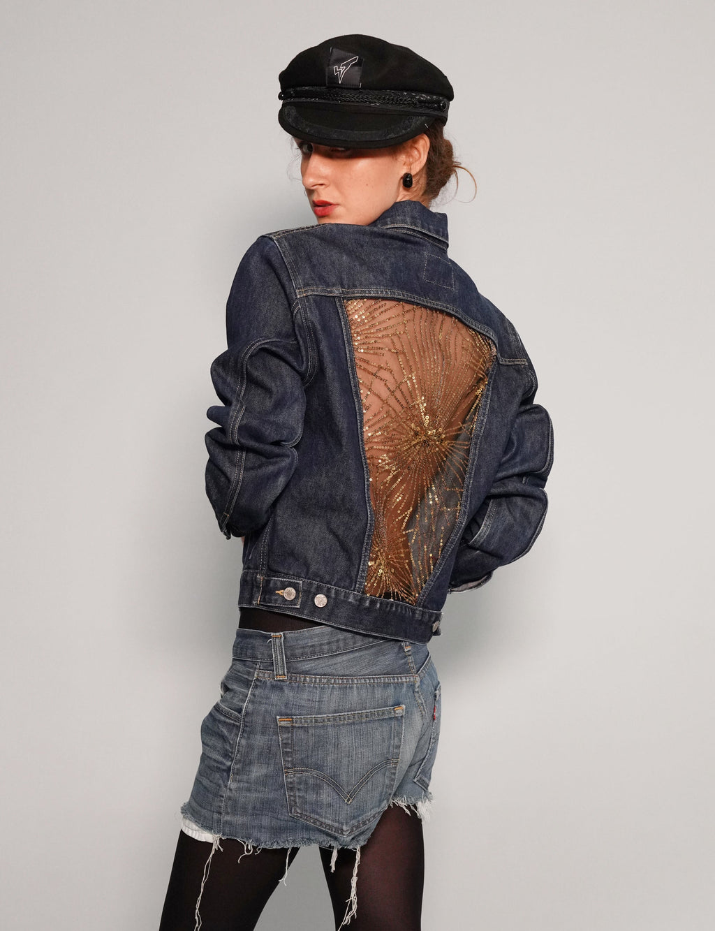 Denim Party Back Jacket in Blue