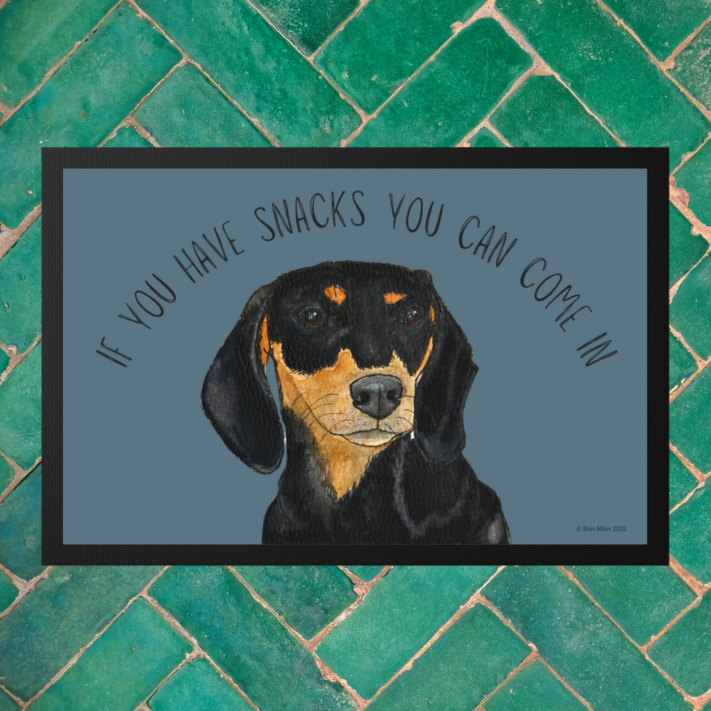 Snacks-Only VIP Access: The Black & Tan Dachshund Doormat!