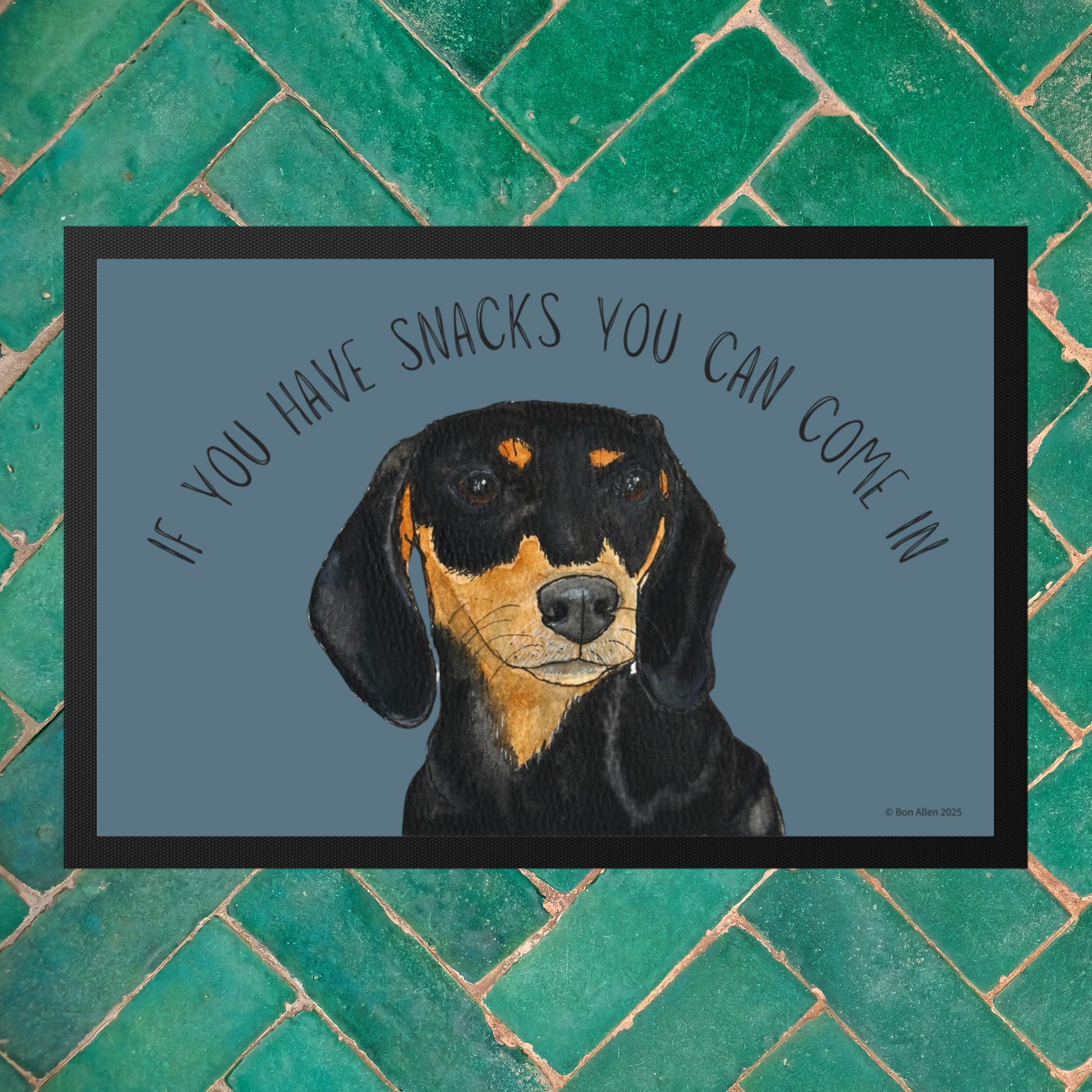 Snacks-Only VIP Access: The Black & Tan Dachshund Doormat!