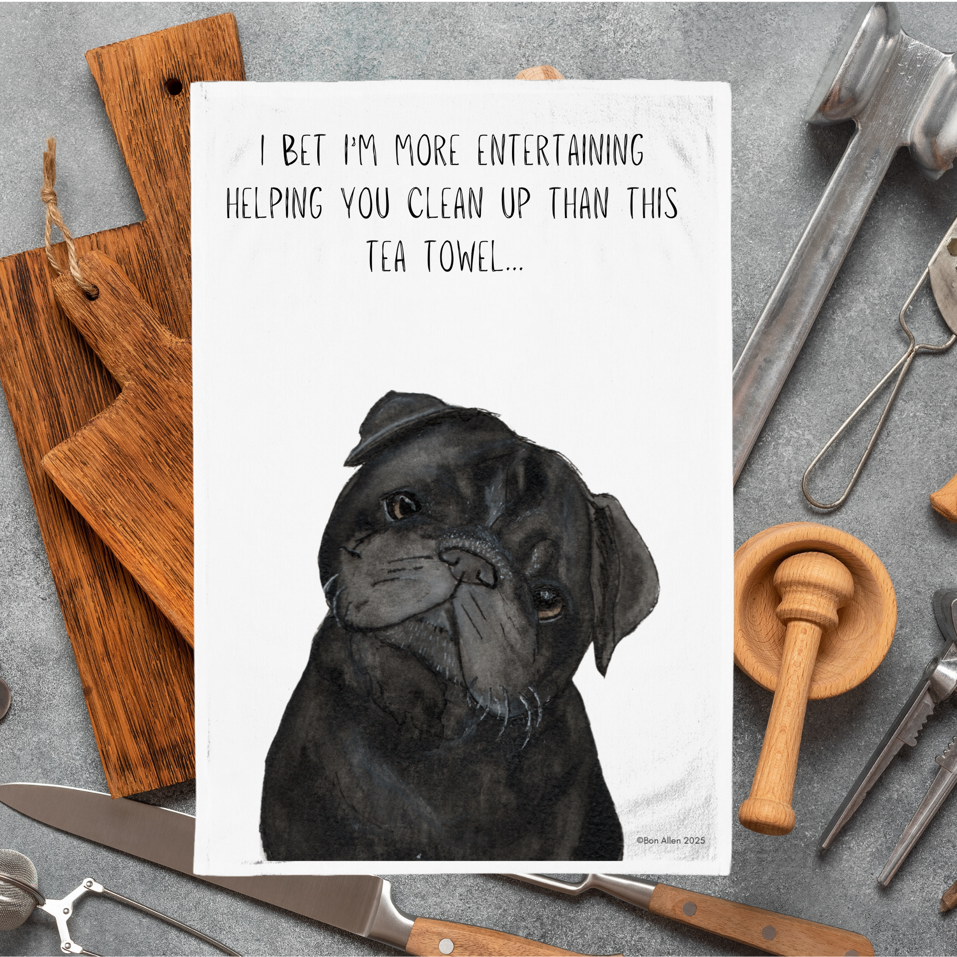Wipe in Style – Pug Power Tea Towel for Your Kitchen!
